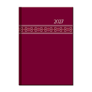 Týždenný diár A5 FOLK červený 2027